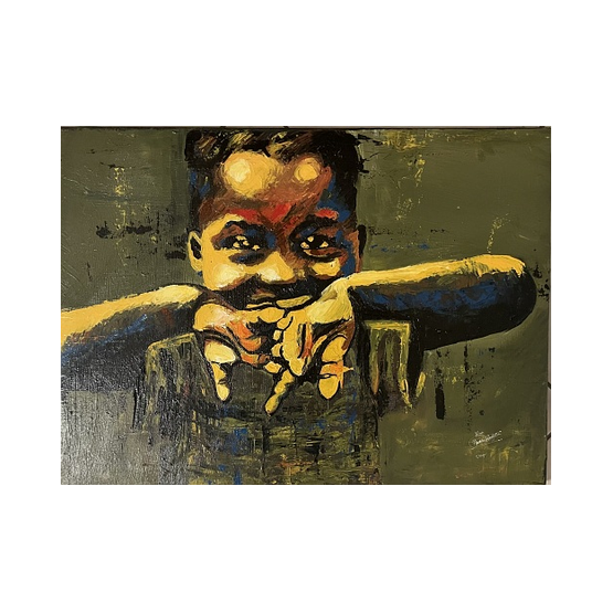 Child with hands before face